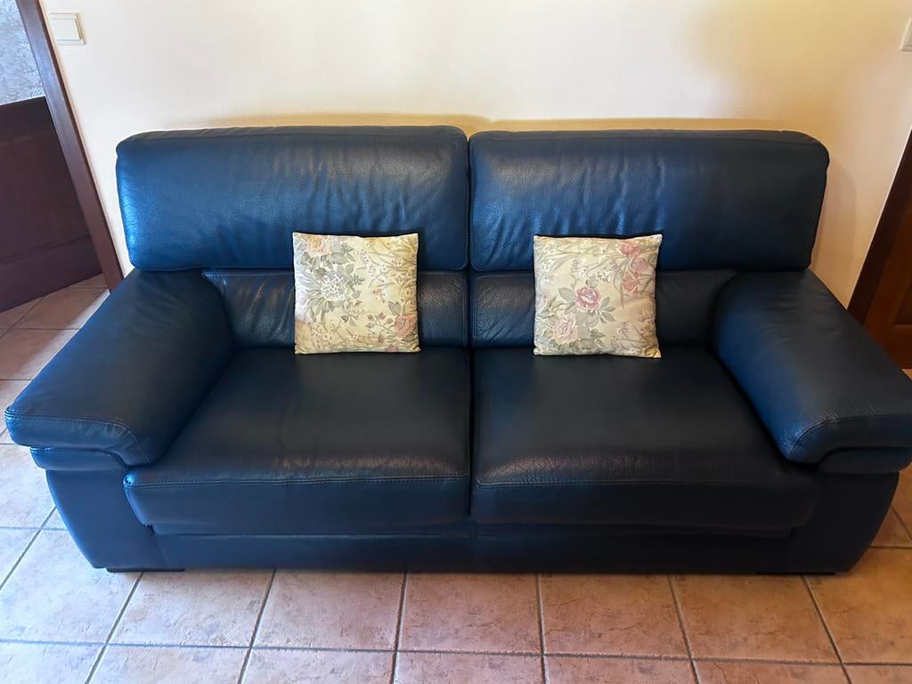 capané en cuir bleu, Enlèvement, Comme neuf, Cuir