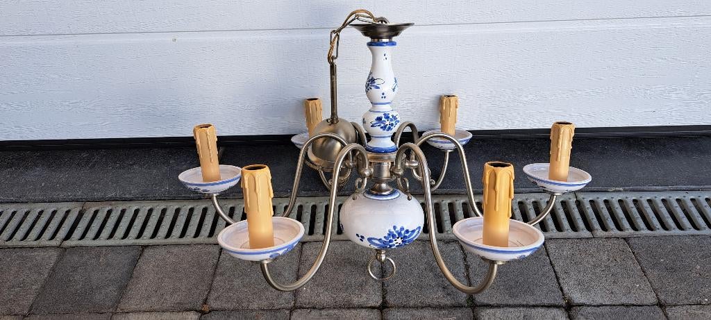 vintage kroonluchter, Huis en Inrichting, Lampen | Kroonluchters, Ophalen, Gebruikt, Metaal, Émaillé