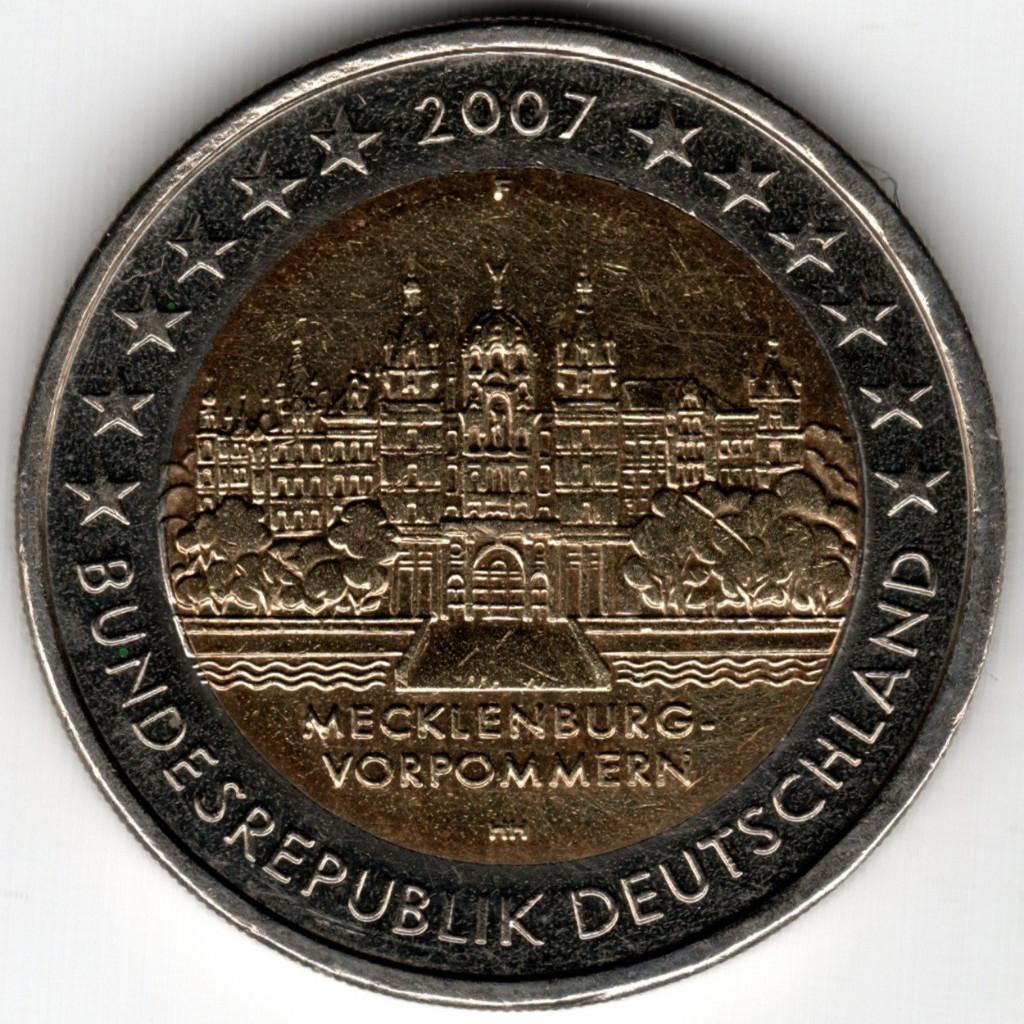 Allemagne : 2 euros 2007 F Mecklembourg-Poméranie Série Bund, Enlèvement ou Envoi, Allemagne, 2 euros, Monnaie en vrac