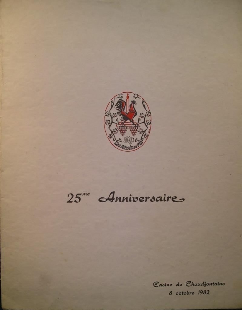 VINTAGE/MENU CASINO DE CHAUDFONTAINE 1982/25e ANNIVERSAIRE, Collections, Marques & Objets publicitaires, Enlèvement ou Envoi, Utilisé