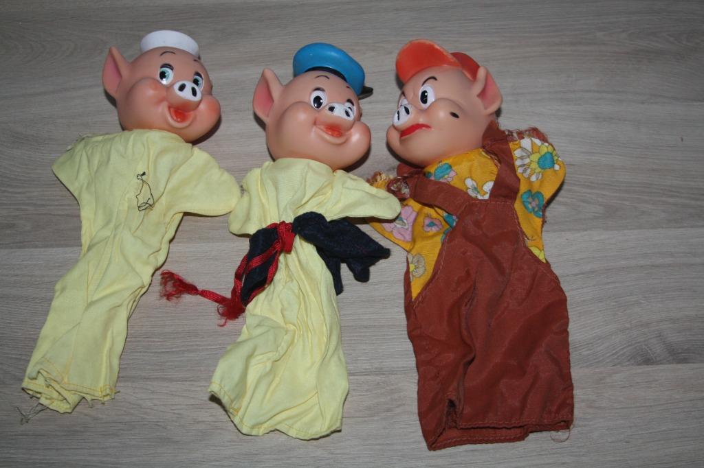 Disney , 3 biggetjes , originele handpoppen Famosa, Verzamelen, Ophalen of Verzenden, Overige figuren, Gebruikt, Overige typen