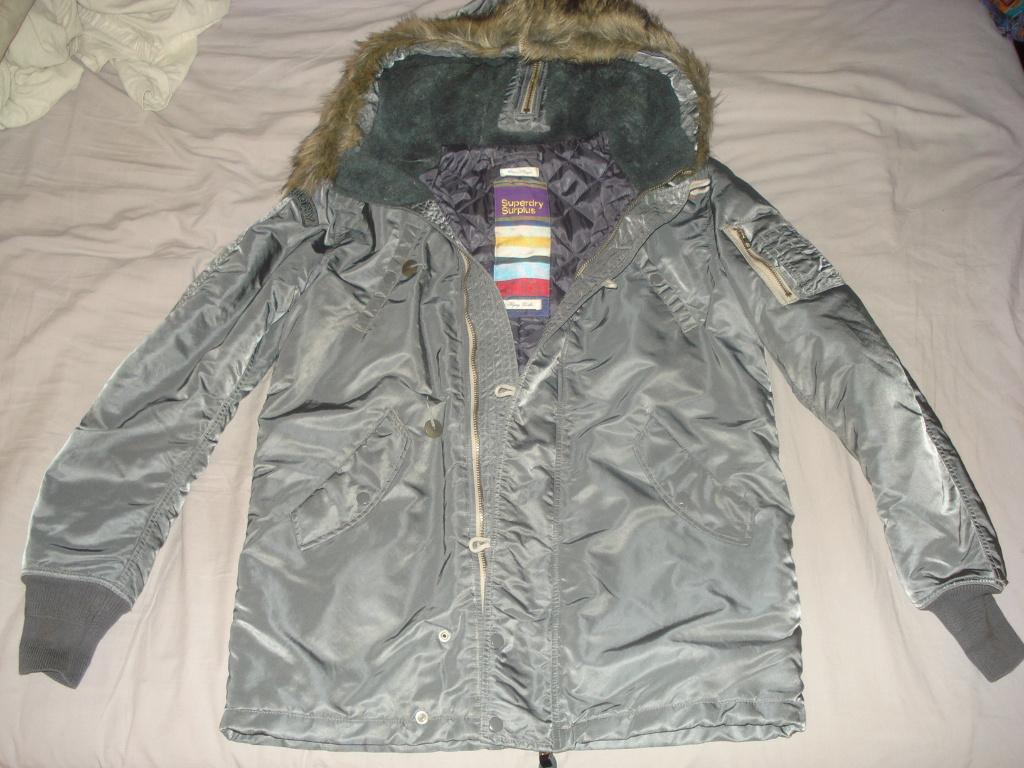 Belle Veste Flying Parka Superdry Surplus Dimensions Réelles, Gris, Enlèvement ou Envoi, Superdry, Taille 52/54 (L)