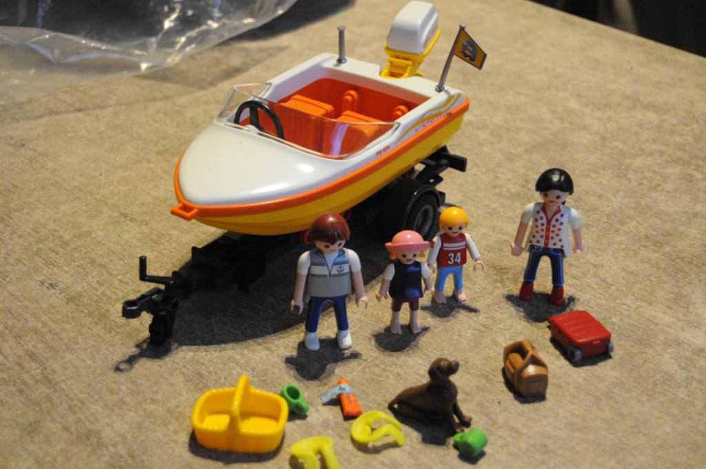 playmobil speedboat op trailer van set 4144, Ophalen of Verzenden, Gebruikt