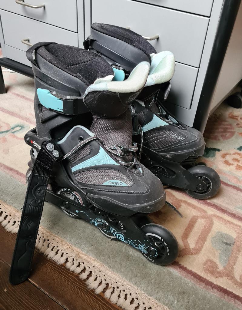 Rolschaatsen - in line Skeelers - mt 37 - blauw/zwart - rem, Kinderen, Zo goed als nieuw, Inline skates 4 wielen, Ophalen