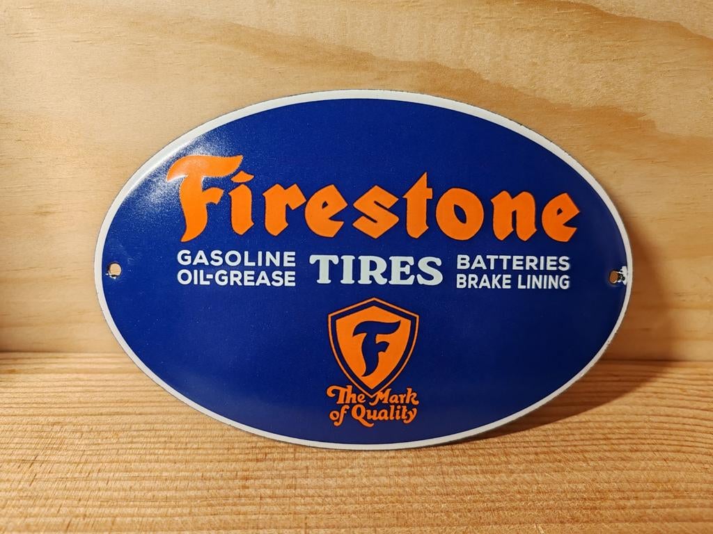 Firestone emaille bord, Ophalen of Verzenden, Zo goed als nieuw, Reclamebord