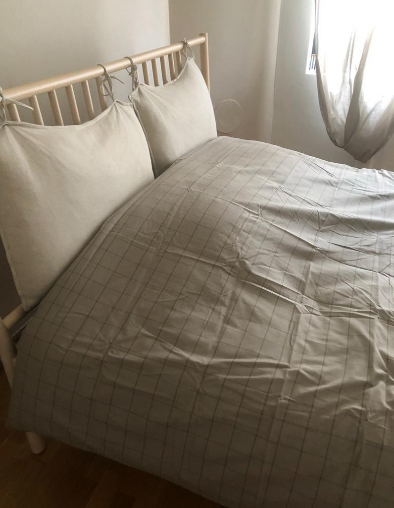 Tweepersoonsbed berkenhout, Enlèvement, Comme neuf