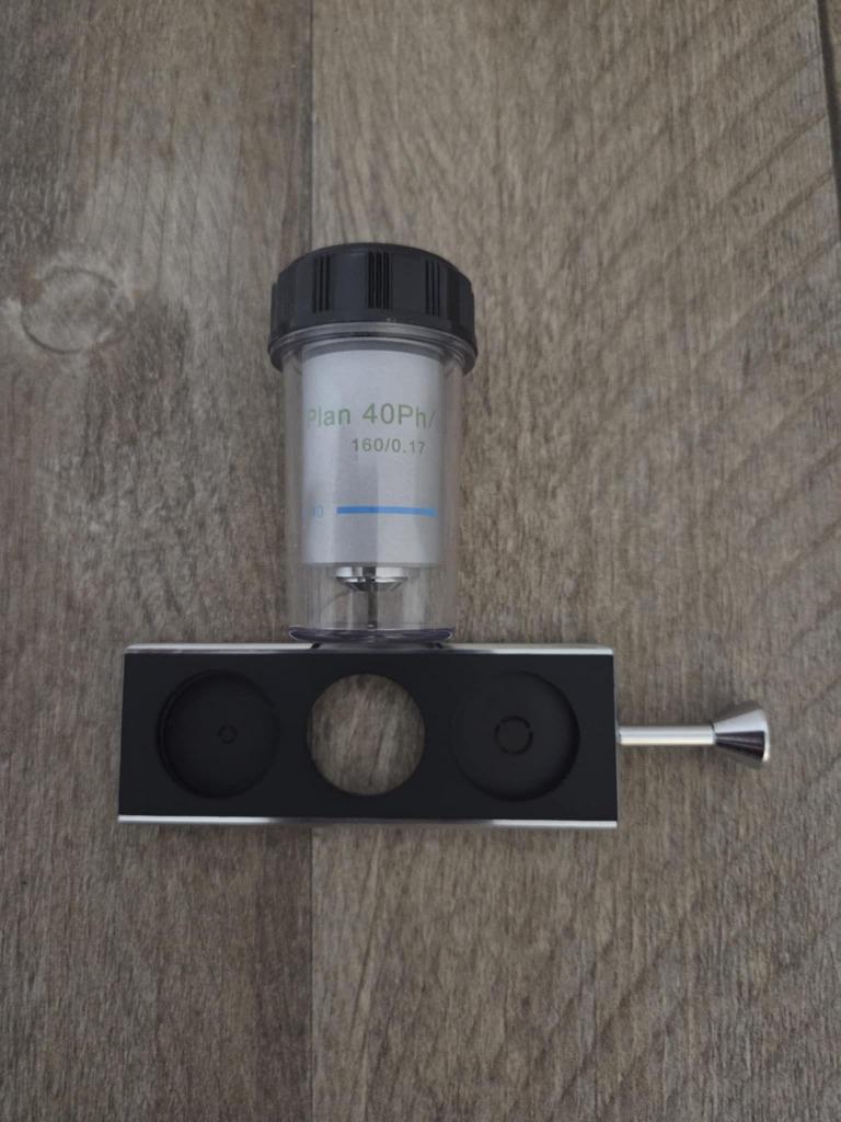 Objectif Motic Plan Phase PL Ph 40x 0,65 + Coulisseau, TV, Hi-fi & Vidéo, Matériel d'optique | Microscopes, Comme neuf, Pièces ou Accessoires