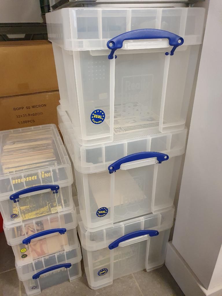 Diverse PVC opbergboxen met deksel te koop voor 45T en 33T, Ophalen of Verzenden