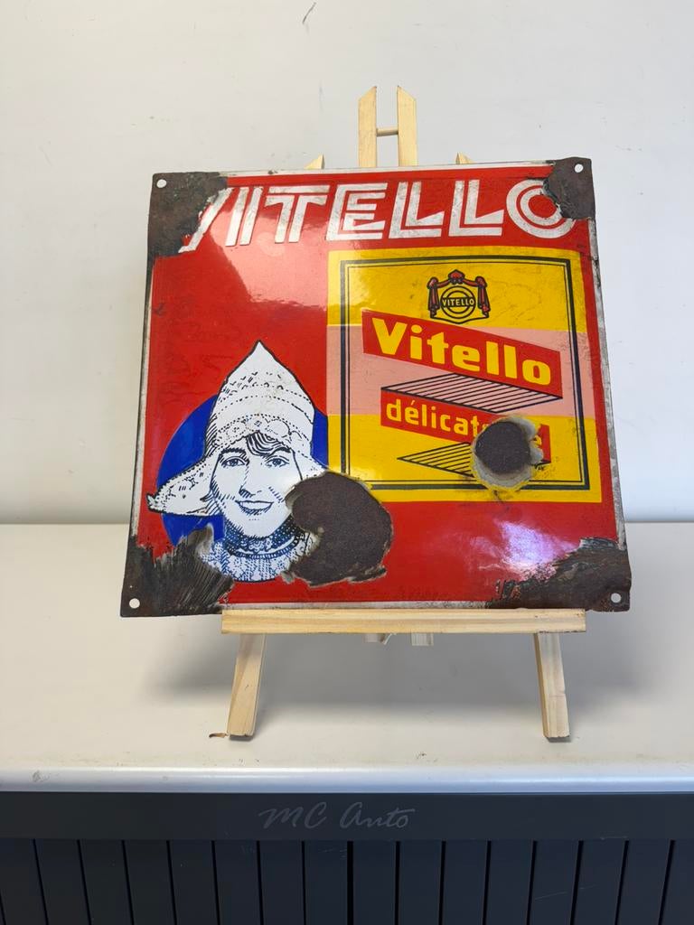 Vitello emaille reclamebord, Ophalen of Verzenden, Gebruikt, Reclamebord