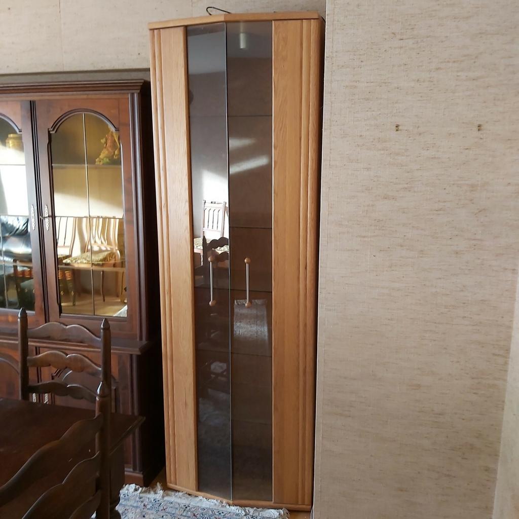 Vitrine moderne en bois et verre, Maison & Meubles, Armoires | Vitrines, 25 à 50 cm, ., Comme neuf, Enlèvement