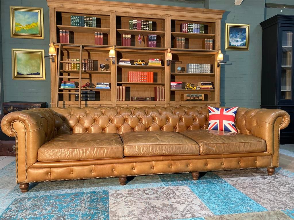 XXL Chesterfield zetel cognac GRATIS GELEVERD, Ophalen of Verzenden, Leer