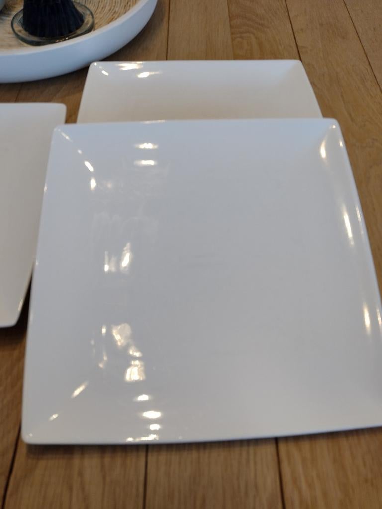 3 vierkante witte porseleinen borden, Ophalen of Verzenden
