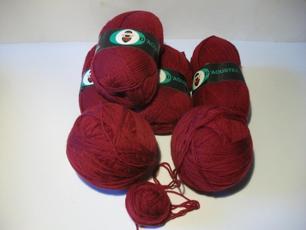 Laine à tricoter 100% pure laine peignée bordeaux D'aoust, Enlèvement ou Envoi, Comme neuf, Tricot, Laine ou Fils
