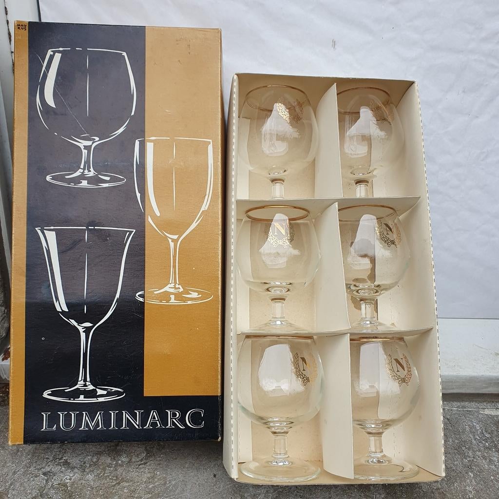 6 VERRES BALLON NAPOLÉON VINTAGE avec JANTE OR., Collections, Enlèvement ou Envoi