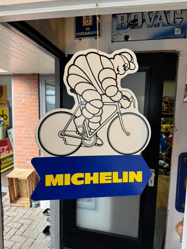 Pneus de vélo MICHELIN - vieux panneau publicitaire, Collections, Enlèvement ou Envoi, Utilisé, Panneau publicitaire