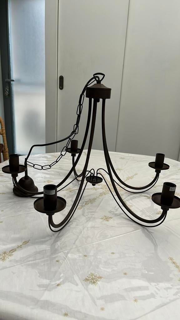 Lustre fer forgé brun, Maison & Meubles, Comme neuf, Métal