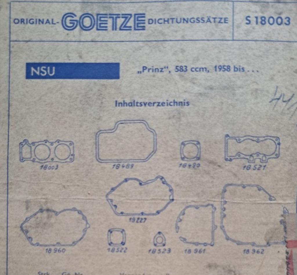 NSU PRINZ 1 - POCHETTE DE JOINTS MOTEUR - NEUF, Enlèvement ou Envoi, Neuf, Autres marques automobiles