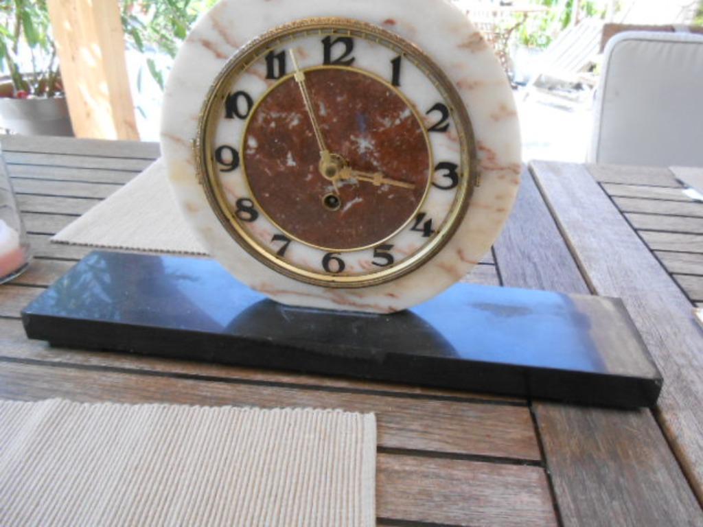 horloge en pierre bleue avec 2 aiguilles en laiton, Enlèvement ou Envoi