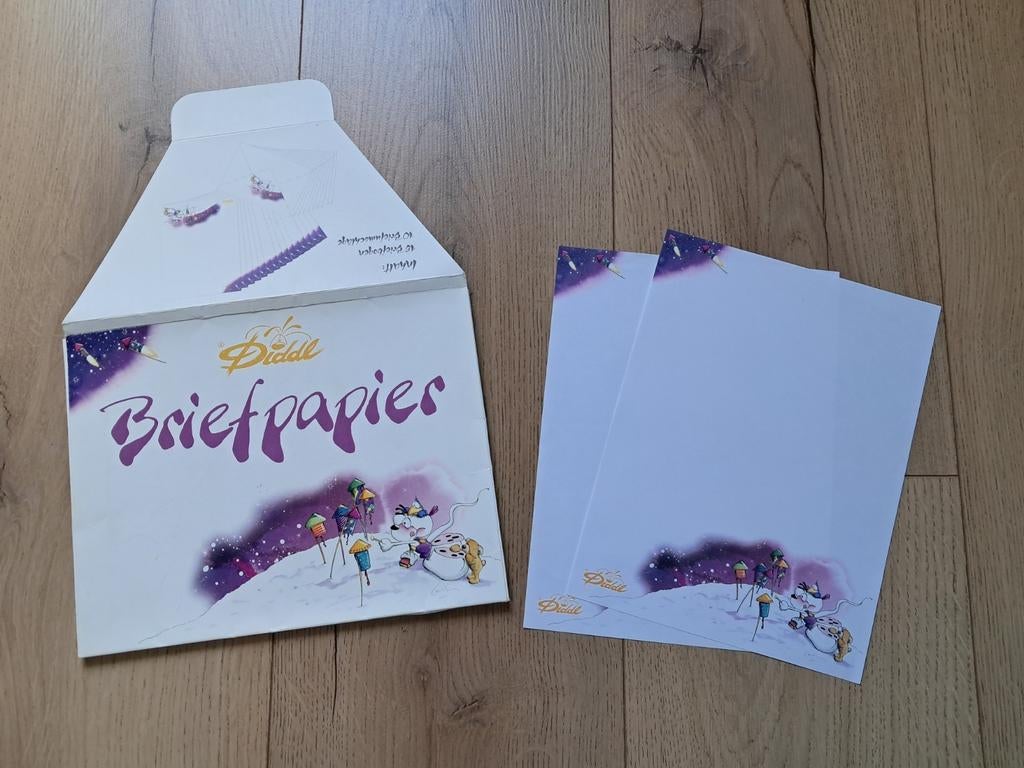 Diddl papieren etui met briefpapier + 2 vellen, Verzamelen, Diddl, Gebruikt, Papier, Kaart of Schrift, Diddl, Ophalen of Verzenden