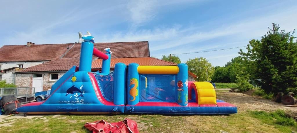 LOCATION: Château gonflable Dauphin Toboggan+Obstacles, Ophalen, Gebruikt