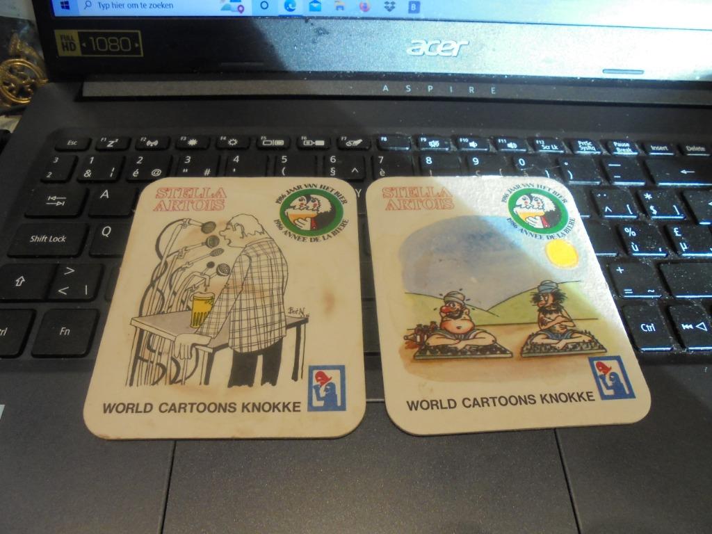 world cartoons Knokke 1986, Verzamelen, Biermerken, Ophalen of Verzenden, Zo goed als nieuw, Viltje(s), Stella Artois