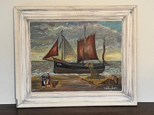Peinture bateau de pêche De Panne, W Schoolaert, Enlèvement
