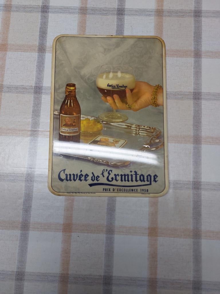 Reclamebord Cuvee de l'ermitage brouwerij Union Jumet, Collections, Enlèvement ou Envoi, Panneau publicitaire