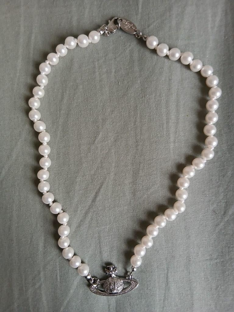 collier vivienne westood triple perle noir, Enlèvement ou Envoi, Comme neuf, Argent, Argent