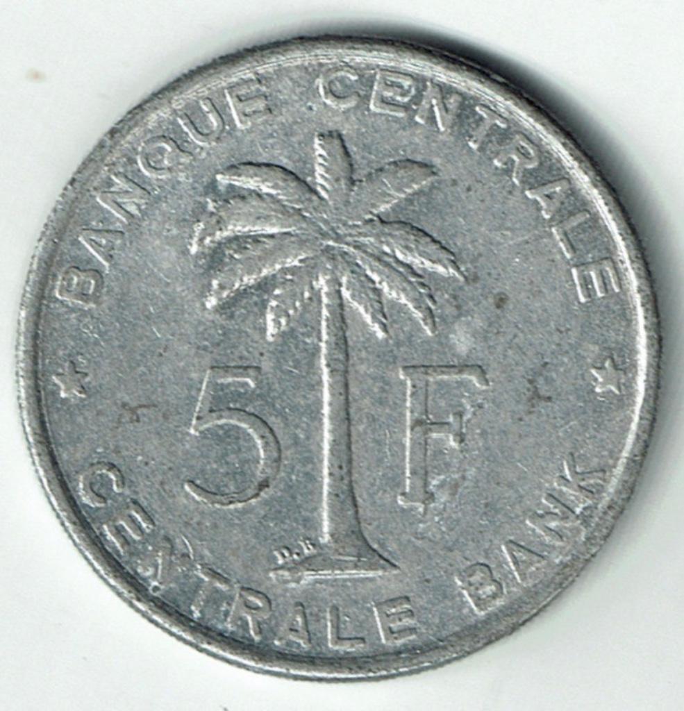 5 Frank Belgisch Congo Ruanda Urundi 1958, Verzenden, Overige landen, Losse munt