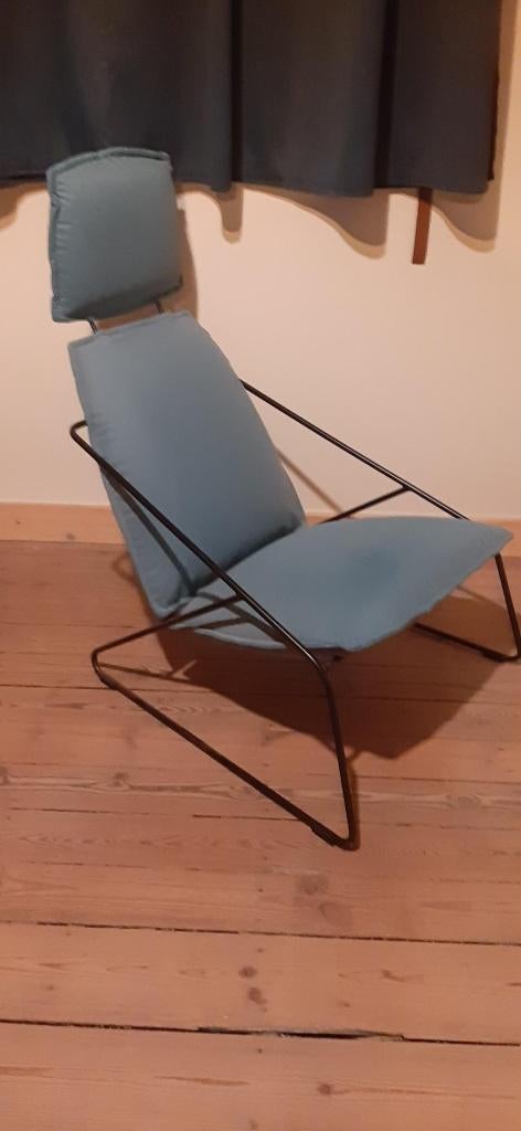 Ikea fauteuil metaal velours appelblauwzeegroen NIEUW, Ophalen, Nieuw, Stof, Modern