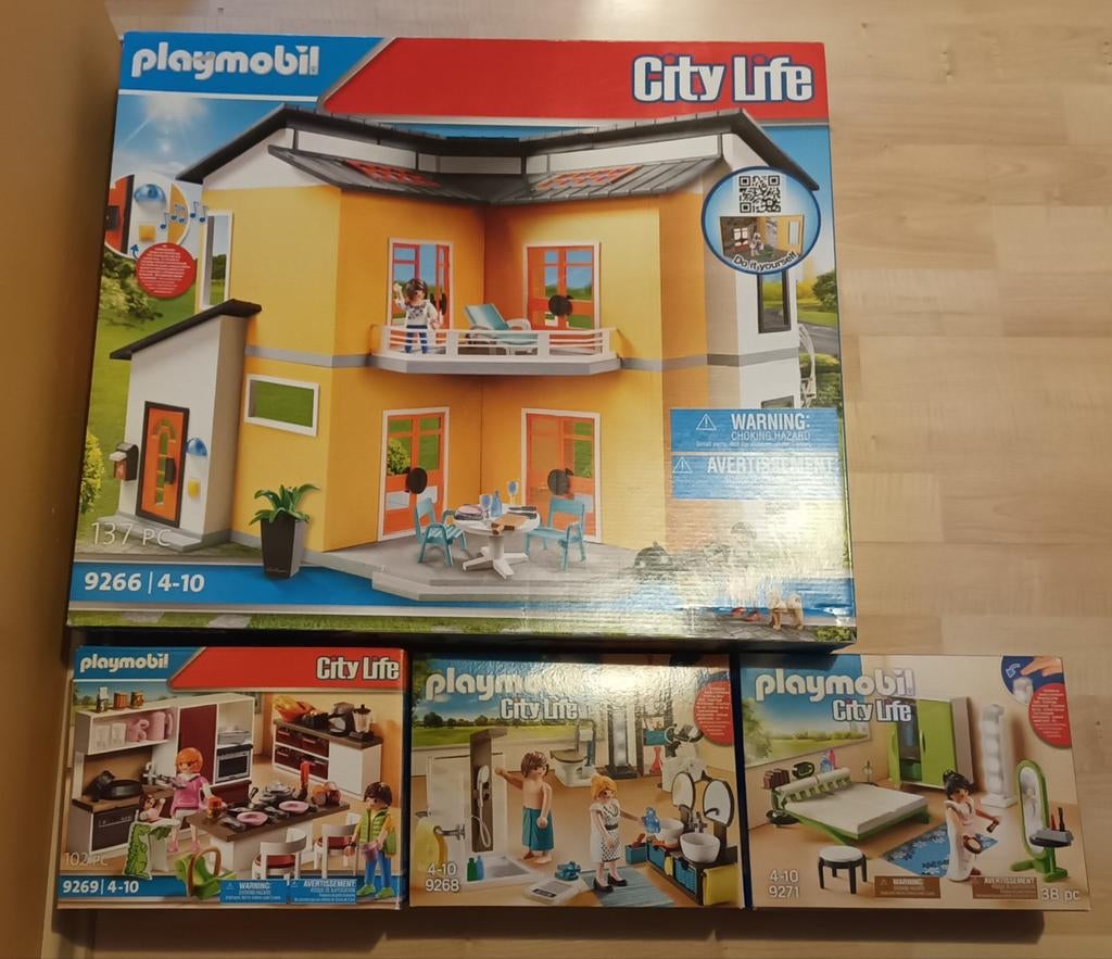 Playmobil City Life modern woonhuis met 3 kamers, Kinderen en Baby's, Speelgoed | Playmobil, Zo goed als nieuw, Complete set, Ophalen