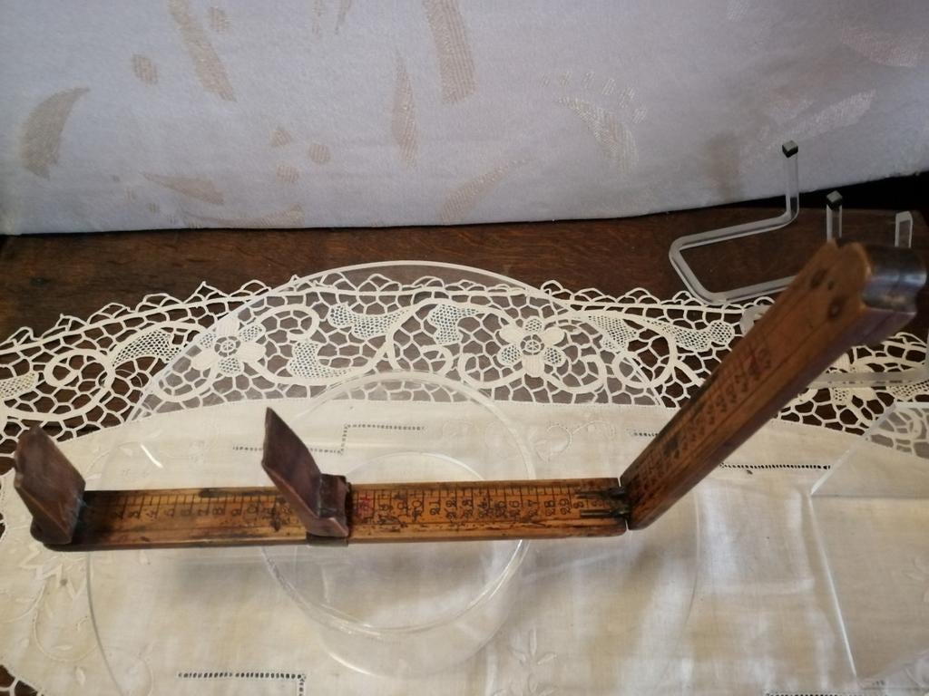 Oud houten voetenmeetlat uit winkel, Ophalen of Verzenden