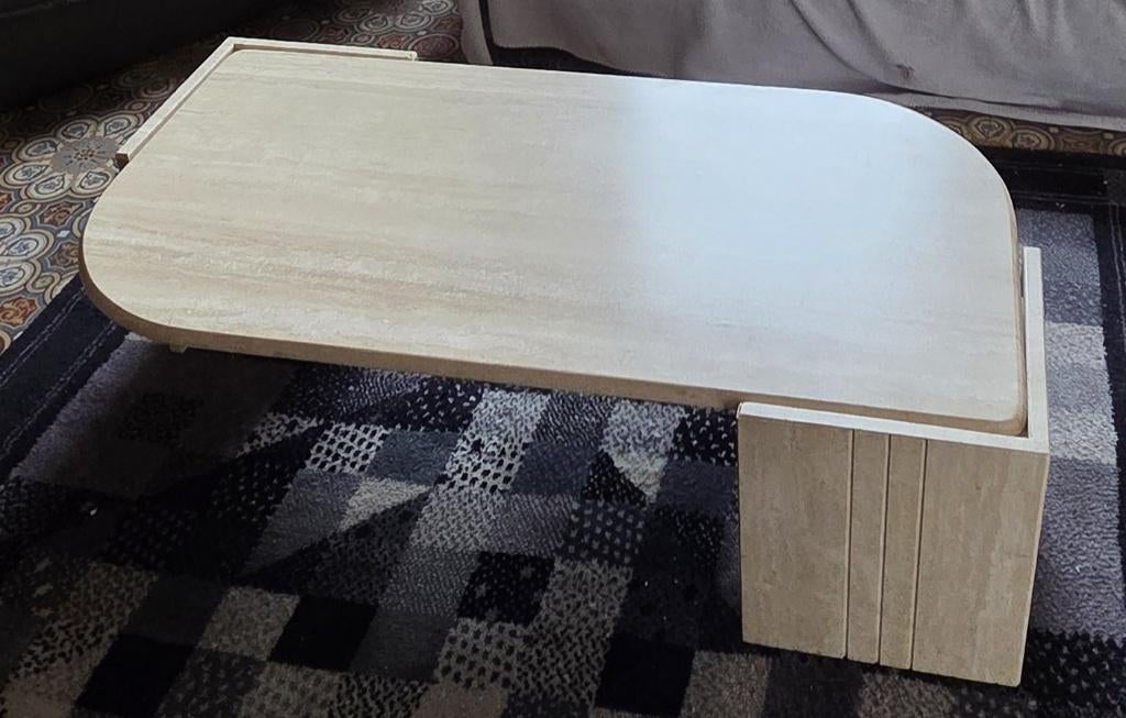 Salontafel Eye van travertijn - Roche Bobois -Design Bozzoli, Huis en Inrichting, Tafels | Salontafels, Ophalen, Zo goed als nieuw