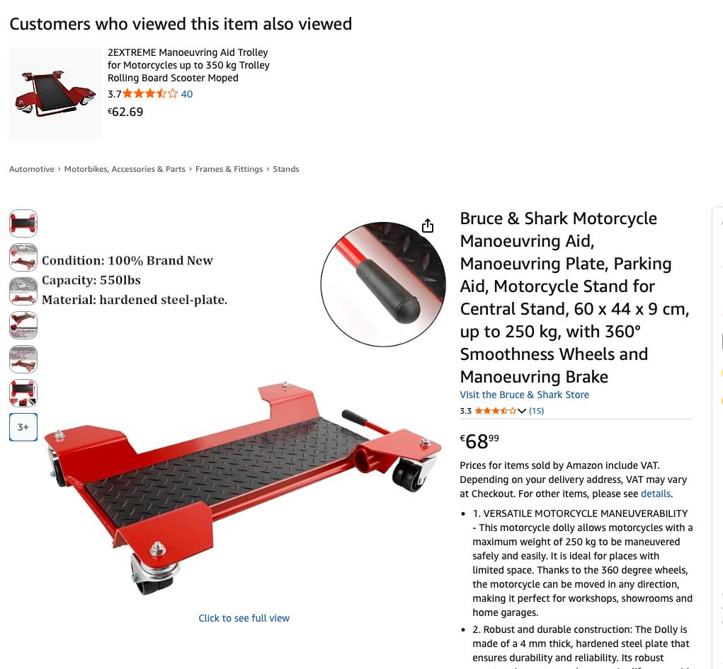 Charriot range moto, Motos, Enlèvement, Comme neuf