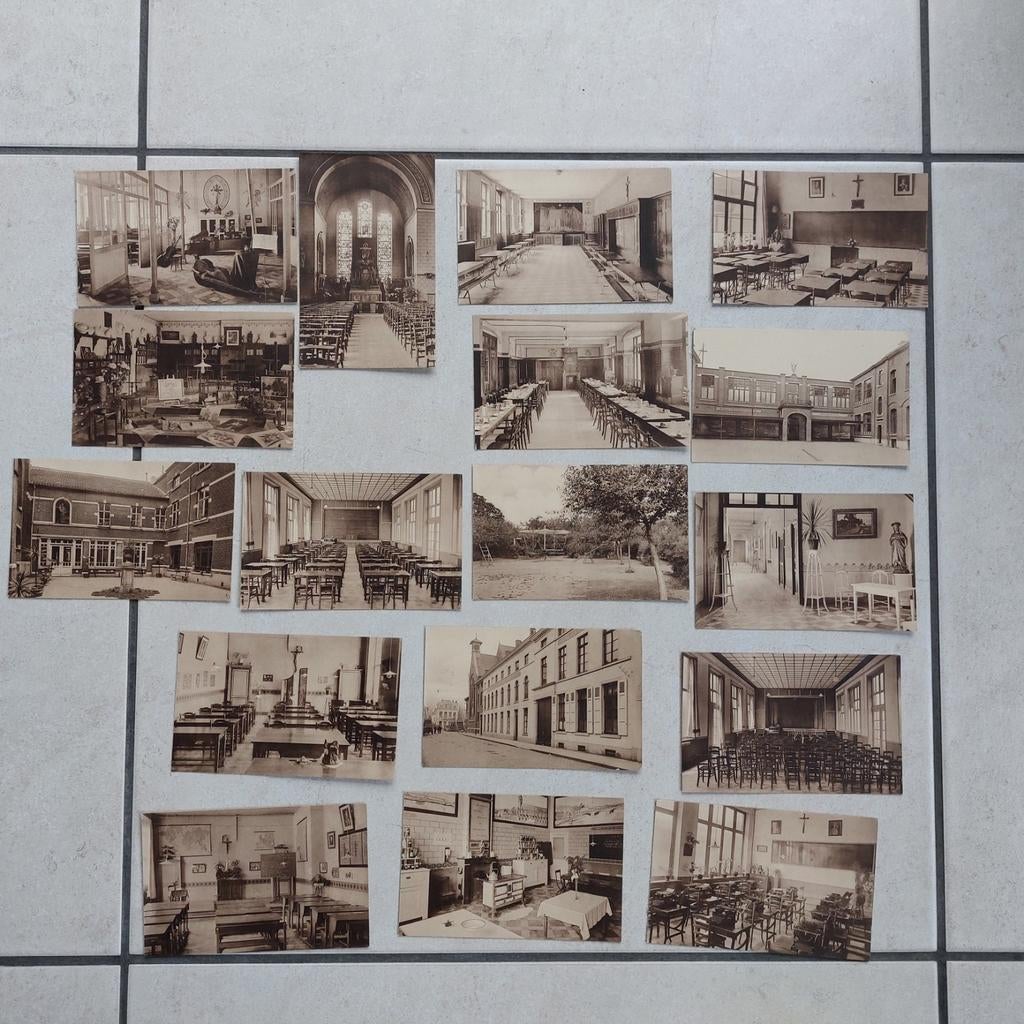 Lot van 17 postkaarten Ninove: Gesticht Zrs H.Harten, Ophalen of Verzenden