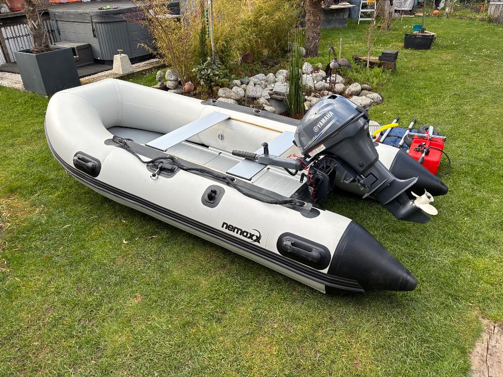 Nemaxx Rubberboot + Yamaha 9,9 pk 4 takt, Watersport en Boten, Ophalen, Aluminium, Yamaha, Zo goed als nieuw