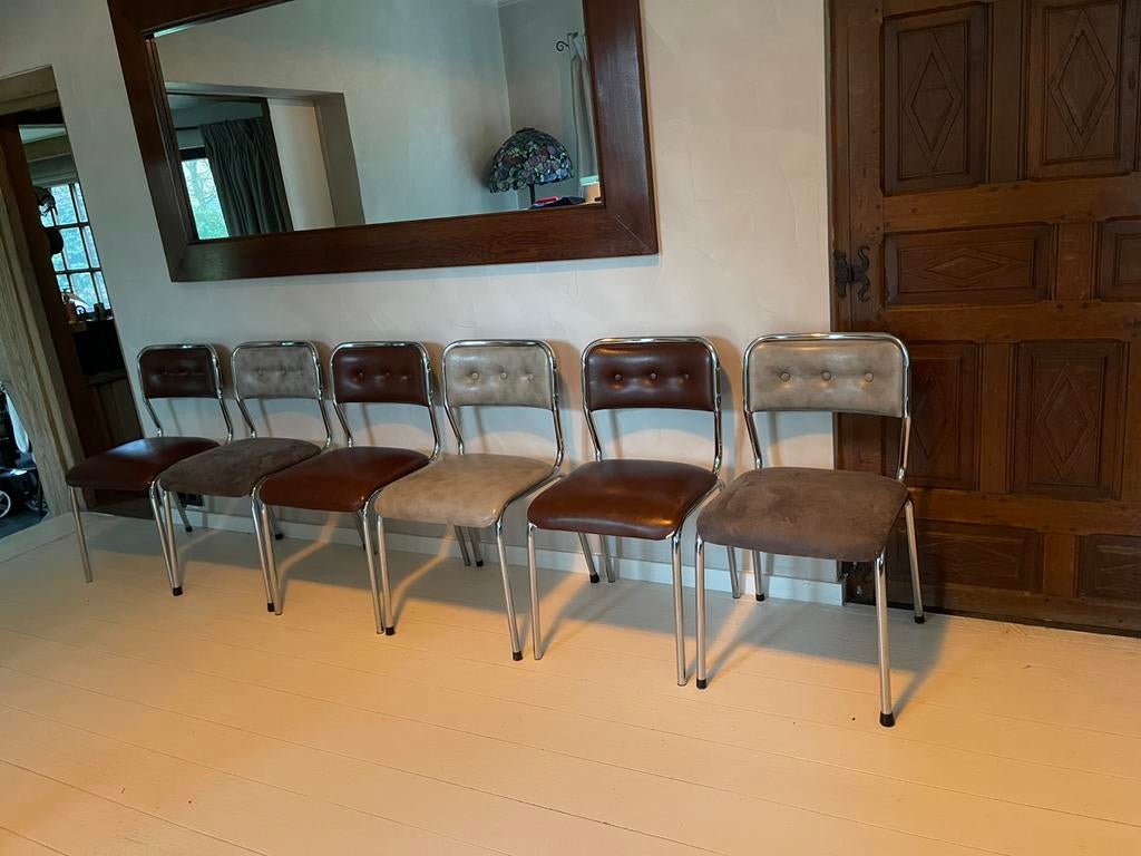 Retro eettafel stoelen, Huis en Inrichting, Tafels | Eettafels, Ophalen, Minder dan 50 cm, Gebruikt, 50 tot 100 cm