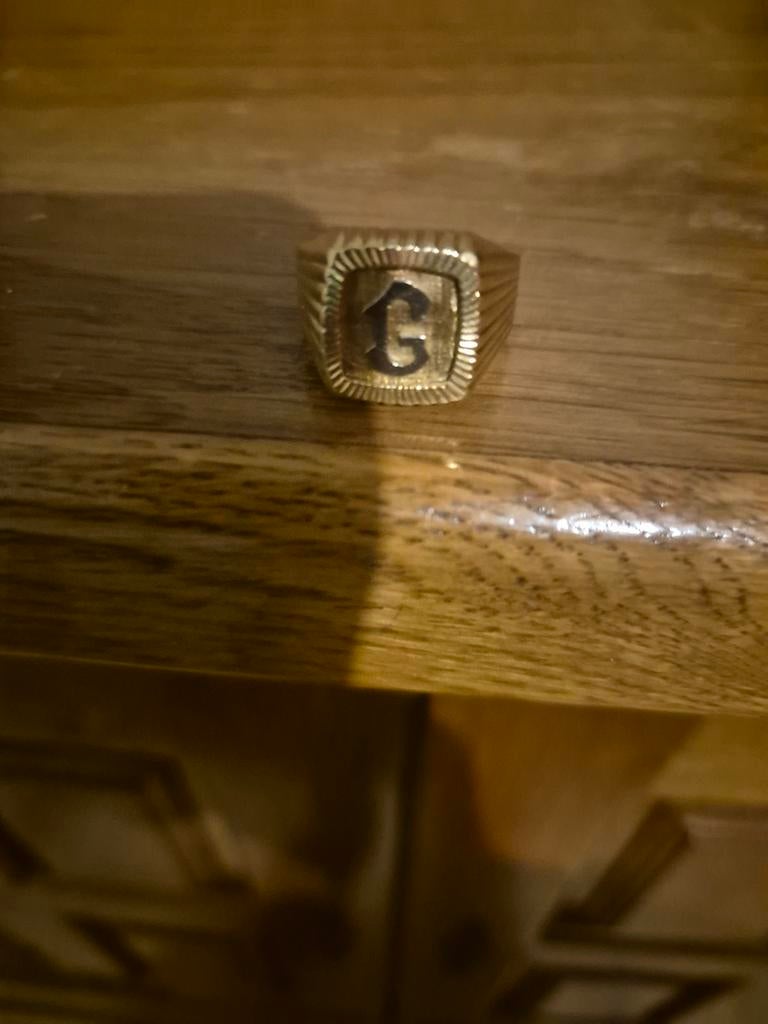 Zegelring heren zware ring, Handtassen en Accessoires, Ringen, Ophalen, Goud, Goud