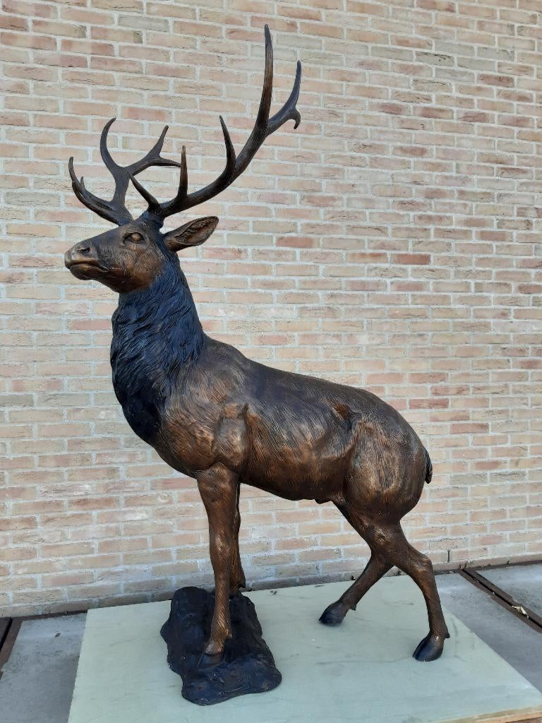 GROOT BRONZEN PRACHTIG HERT AAN LAGE VERKOOPPRIJS lees aub!!, Ophalen of Verzenden, Nieuw, Overige materialen, Dierenbeeld