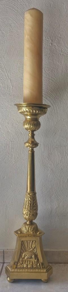 Antieken koperen altaarkandelaar 93cm hoog, Ophalen, Koper