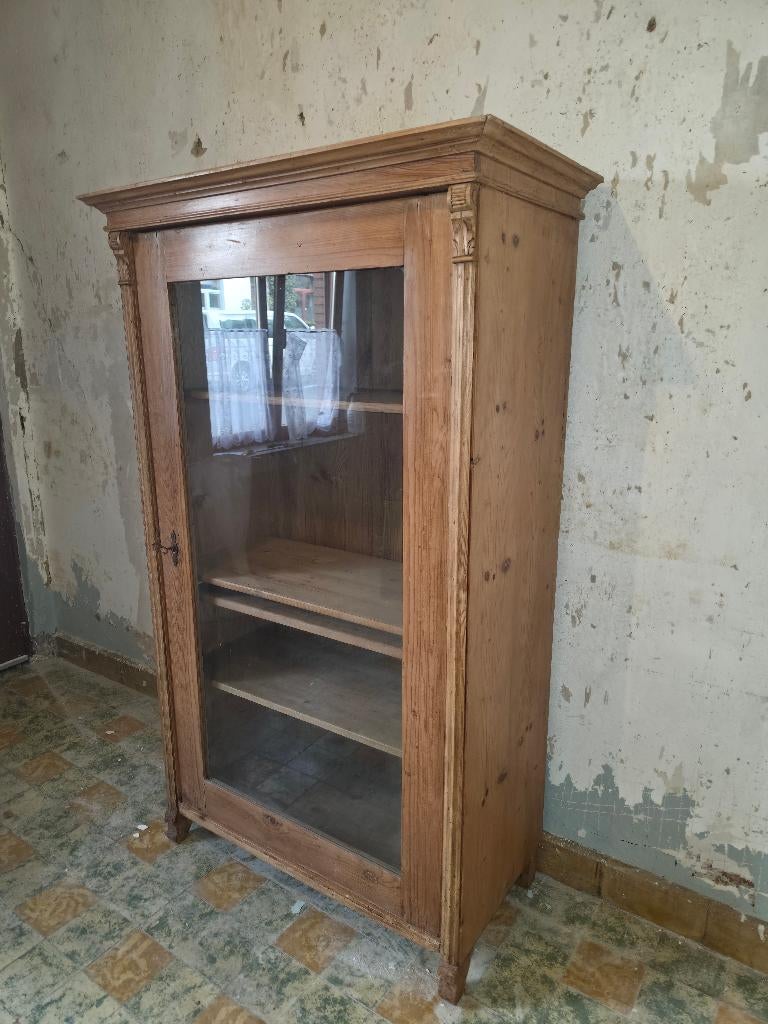 Ancienne bibliothèque/secrétaire en pin, Utilisé, 50 à 100 cm, Pin, Avec tablette(s)