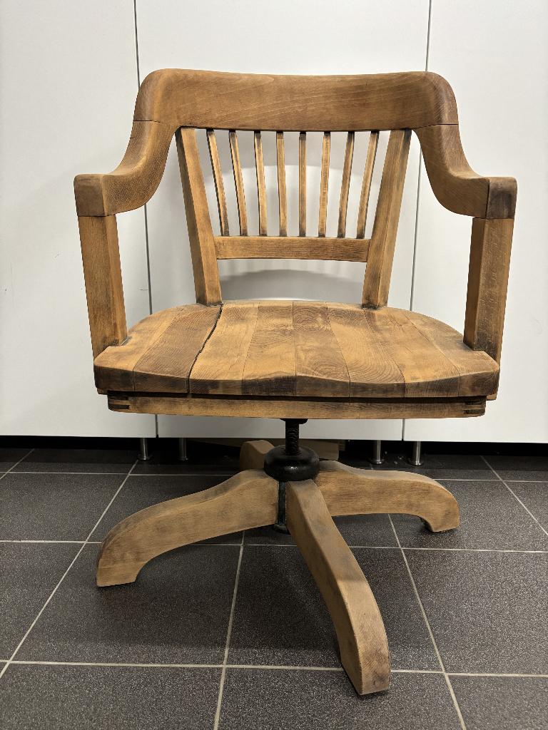 Antieke eiken Banker's Chair – Draai/kantel, Enlèvement