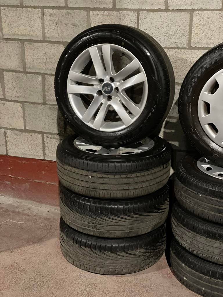 Set lichtmetalen velgen 16 inch 5X100 met banden, Autos : Pièces & Accessoires, Pneus & Jantes, Pneus et Jantes, 16 pouces, Véhicule de tourisme