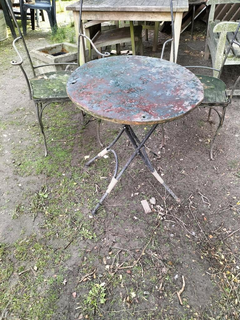 Brocante Bistoset met smeedijzeren stoeltjes, Ophalen