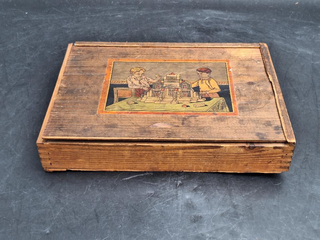 oude houten blokkendoos, begin 1900, Ophalen of Verzenden