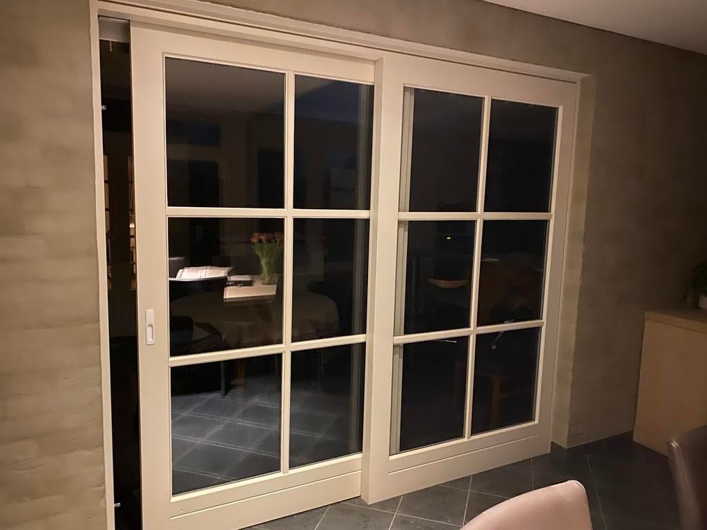 Schuifdeur breed 260 hoogte 230, Ophalen, Zo goed als nieuw, Hout