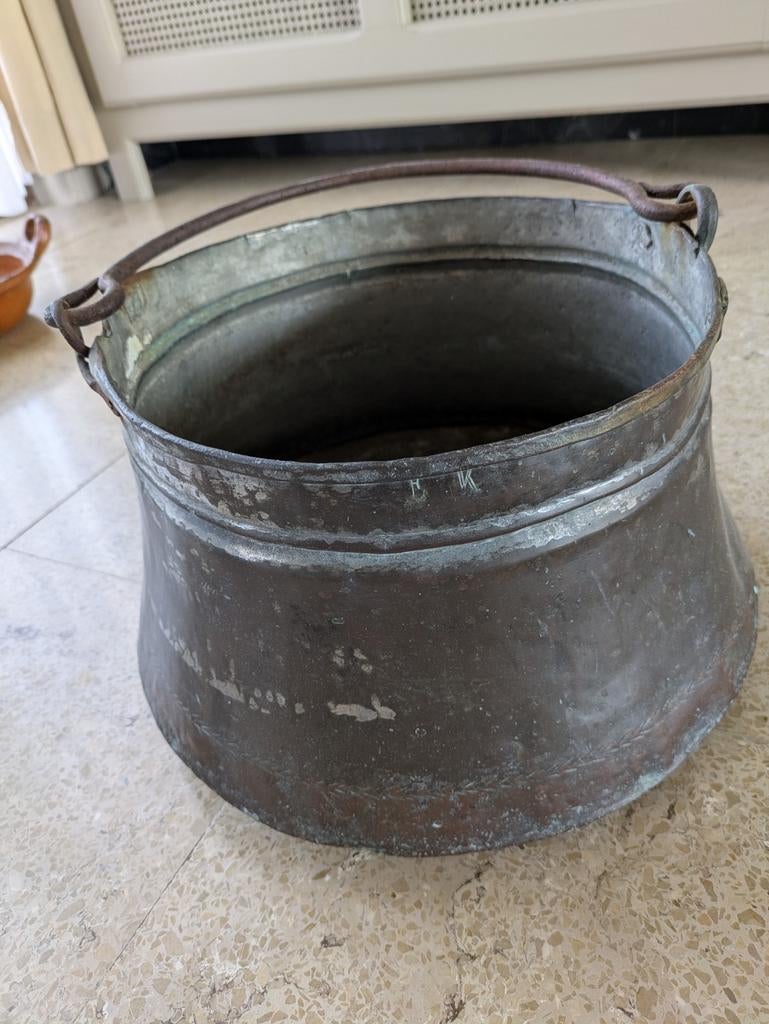 Oude koperen ketel, 29 CM diameter, hoogte 21 CM., Ophalen