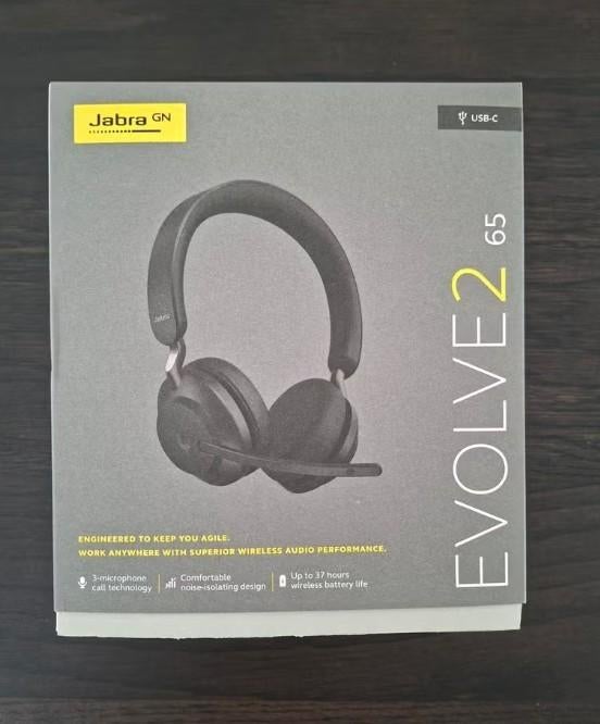 Jabra Evolve2 65 Link380/390c MS Stereo Black, Computers en Software, Headsets, Ophalen, Gebruikt, Draadloos