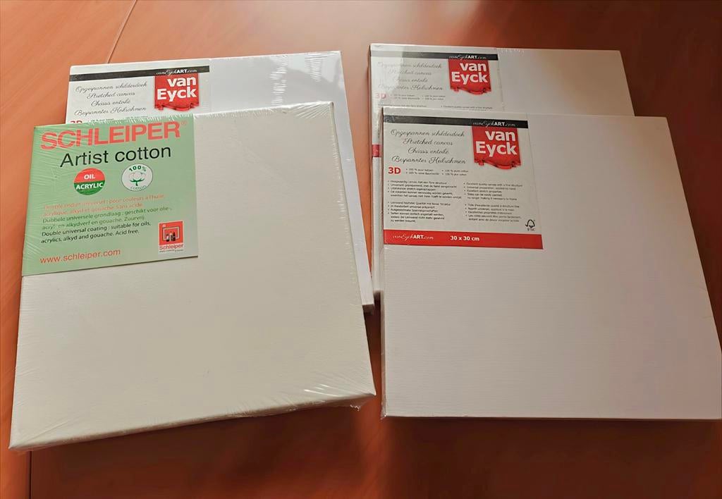 4 nieuwe schildersdoeken 30×30cm Schleiper en Van Eyck, Hobby & Loisirs créatifs, Peinture, Enlèvement