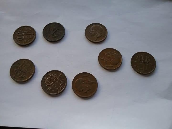 Monnaies belges : 20 centimes (8 pièces), Timbres & Monnaies, Monnaies | Belgique, Enlèvement, Bronze, Monnaie en vrac